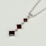 Simple Pendent with Garnet Gemstone in 925 Silver Pendants - Mohnaa Jewels