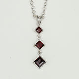 Simple Pendent with Garnet Gemstone in 925 Silver Pendants - Mohnaa Jewels