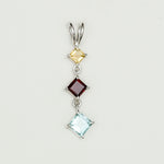 Simple Pendent With Multi Gemstone in 925 Silver Pendants - Mohnaa Jewels