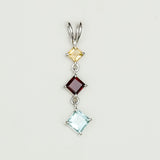 Simple Pendent With Multi Gemstone in 925 Silver Pendants - Mohnaa Jewels