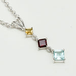 Simple Pendent With Multi Gemstone in 925 Silver Pendants - Mohnaa Jewels