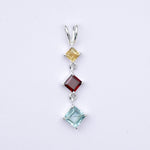 Simple Pendent With Multi Gemstone in 925 Silver Pendants - Mohnaa Jewels