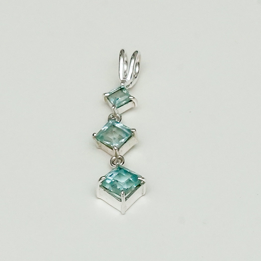 Simple Pendent with Blue Topaz Gemstone in 925 Silver Pendants - Mohnaa Jewels