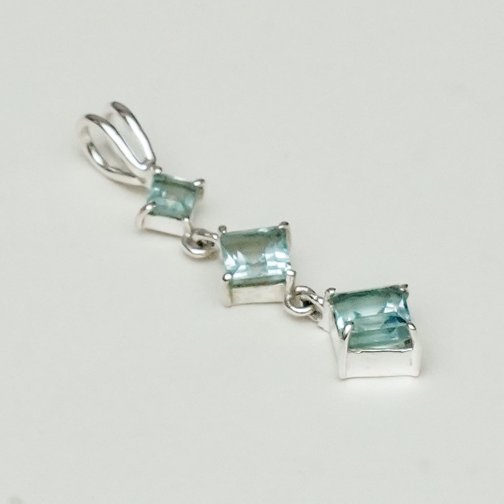 Simple Pendent with Blue Topaz Gemstone in 925 Silver Pendants - Mohnaa Jewels