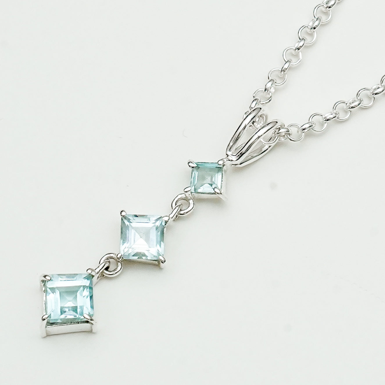 Simple Pendent with Blue Topaz Gemstone in 925 Silver Pendants - Mohnaa Jewels