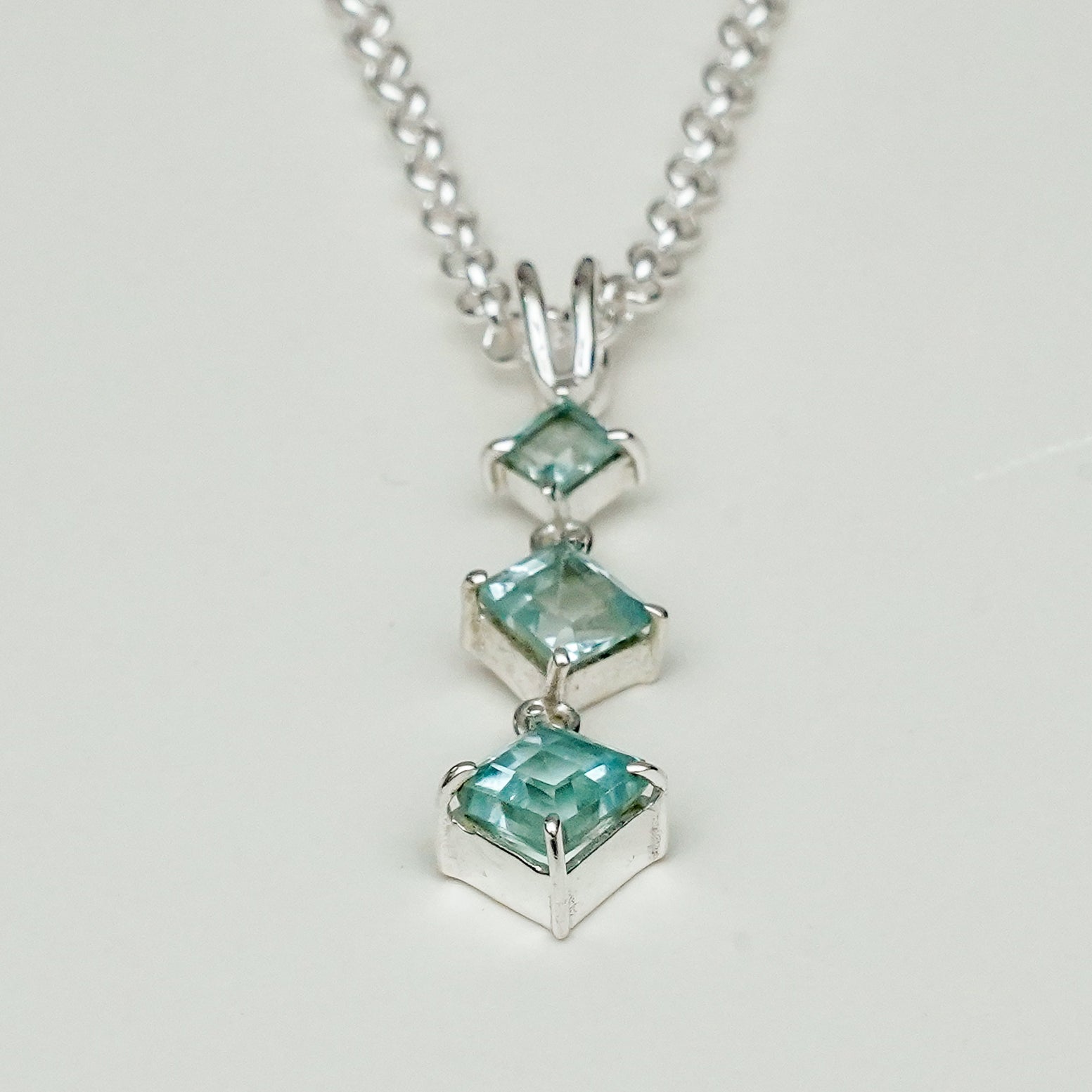 Simple Pendent with Blue Topaz Gemstone in 925 Silver Pendants - Mohnaa Jewels