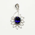 Sunflower Pendant With Amethyst Gemstone In 925 Sterling Silver - Mohnaa Jewels