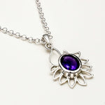 Sunflower Pendant With Amethyst Gemstone In 925 Sterling Silver - Mohnaa Jewels