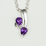 Modern Pendant With Amethyst Gemstone In Fine Sterling Silver - Mohnaa Jewels