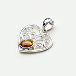 Heart Pendant With Citrine Gemstone in 925 Solid Sterling Silver - Mohnaa Jewels