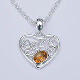 Heart Pendant With Citrine Gemstone in 925 Solid Sterling Silver - Mohnaa Jewels