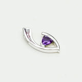 Minimalist Pendant With Amethyst Gemstone in Fine Sterling Silver - Mohnaa Jewels