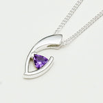 Minimalist Pendant With Amethyst Gemstone in Fine Sterling Silver - Mohnaa Jewels