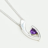 Minimalist Pendant With Amethyst Gemstone in Fine Sterling Silver - Mohnaa Jewels