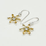 Star Earring With Semi Precious Natural Citrine Gemstone In 925 Sterling Silver - Mohnaa Jewels