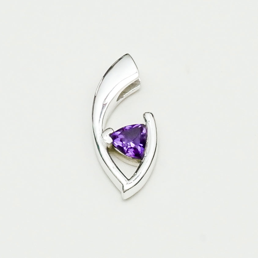 Minimalist Pendant With Amethyst Gemstone in Fine Sterling Silver