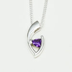 Minimalist Pendant With Amethyst Gemstone in Fine Sterling Silver