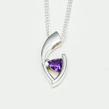 Minimalist Pendant With Amethyst Gemstone in Fine Sterling Silver