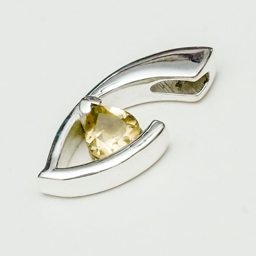 Minimalist Pendant With Citrine Gemstone in Fine Sterling Silver