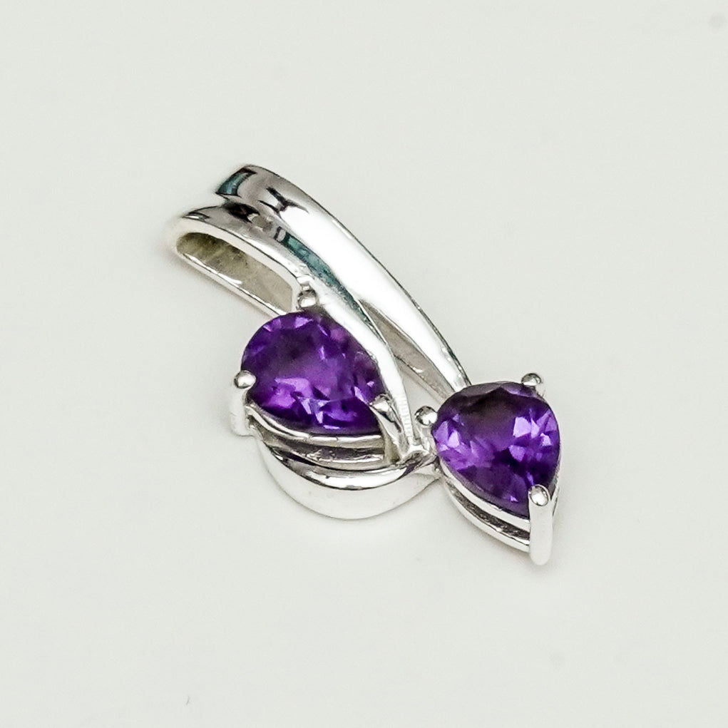 Modern Pendant With Amethyst Gemstone In Fine Sterling Silver