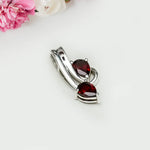 Modern Pendant With Garnet Gemstone In Fine Sterling Silver