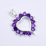 Multiheart Pendant With Amethyst Gemstone in 925 Sterling Silver