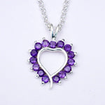 Multiheart Pendant With Amethyst Gemstone in 925 Sterling Silver