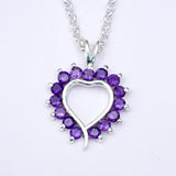 Multiheart Pendant With Amethyst Gemstone in 925 Sterling Silver