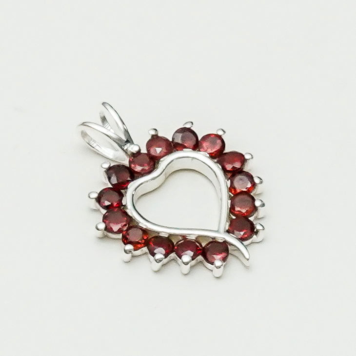 Multiheart Pendant With Garnet Gemstone in 925 Sterling Silver