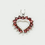 Multiheart Pendant With Garnet Gemstone in 925 Sterling Silver