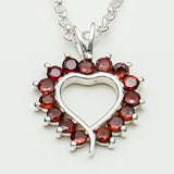 Multiheart Pendant With Garnet Gemstone in 925 Sterling Silver