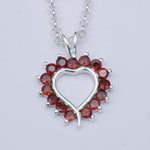 Multiheart Pendant With Garnet Gemstone in 925 Sterling Silver