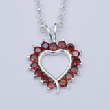 Multiheart Pendant With Garnet Gemstone in 925 Sterling Silver
