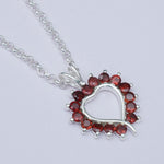 Multiheart Pendant With Garnet Gemstone in 925 Sterling Silver