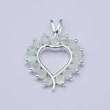 Multiheart Pendant With Rainbow Gemstone in 925 Sterling Silver