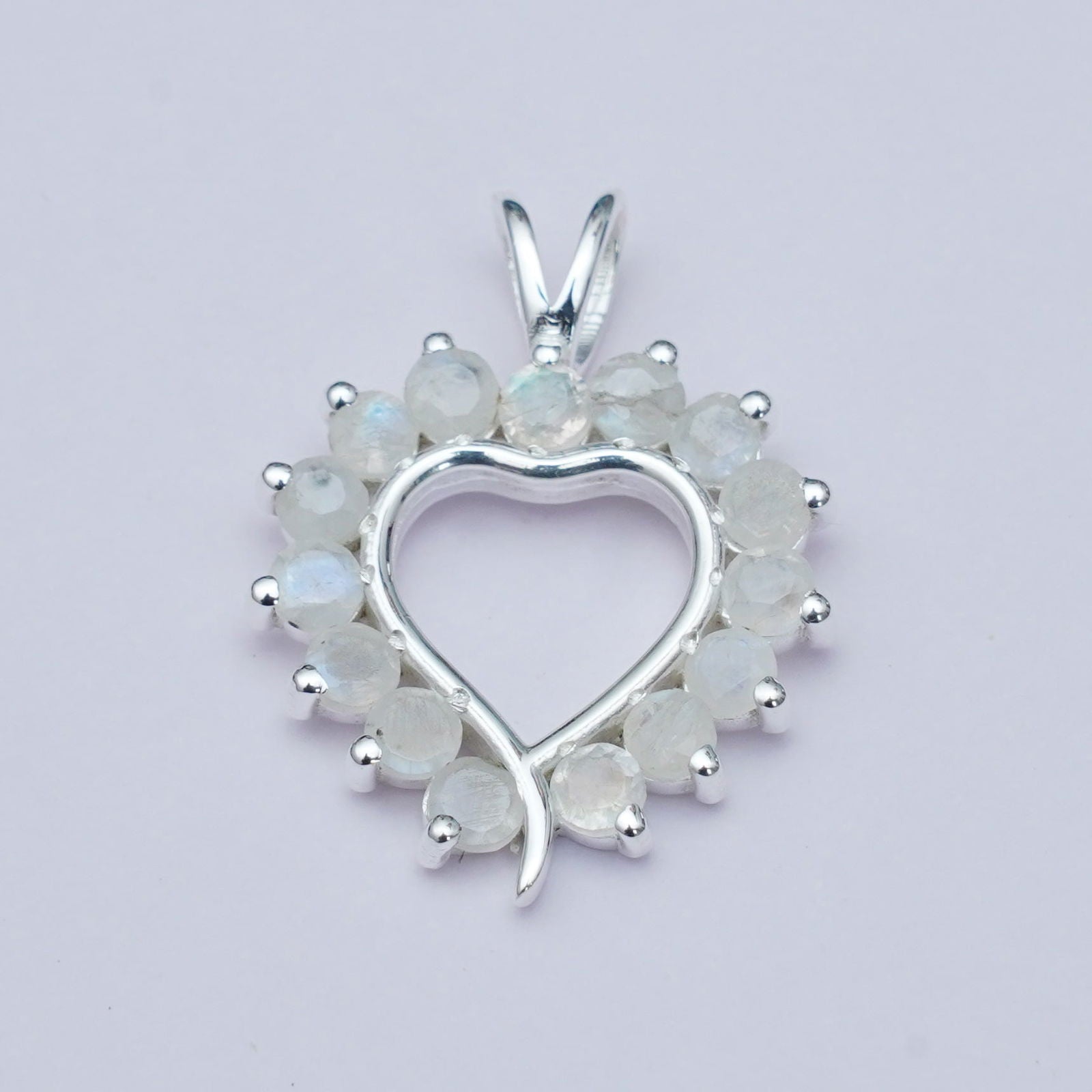 Multiheart Pendant With Rainbow Gemstone in 925 Sterling Silver