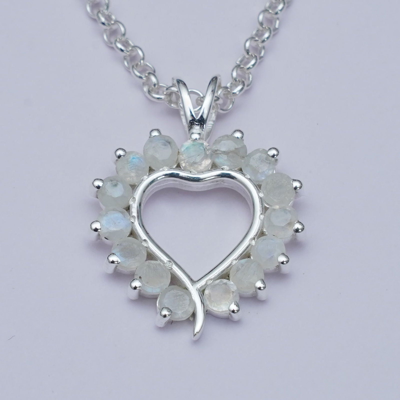Multiheart Pendant With Rainbow Gemstone in 925 Sterling Silver
