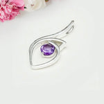 Amethyst Gemstone Heart Pendent in Solid Sterling Silver - Mohnaa Jewels