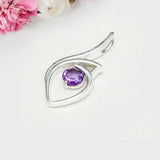 Amethyst Gemstone Heart Pendent in Solid Sterling Silver - Mohnaa Jewels