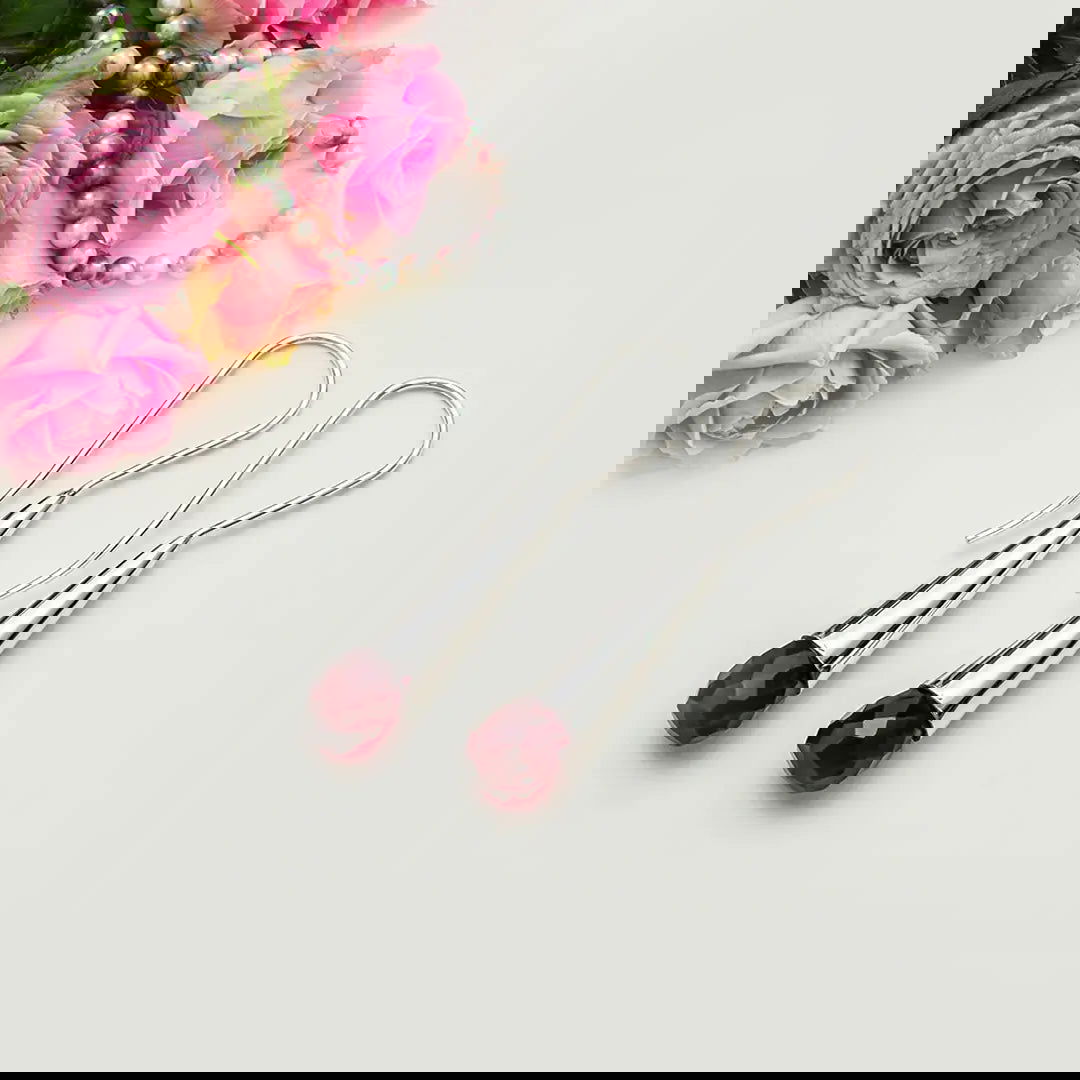 Pearl Drop Designer Earrings With Garnet Gemstone In Solid Silver Jewelry