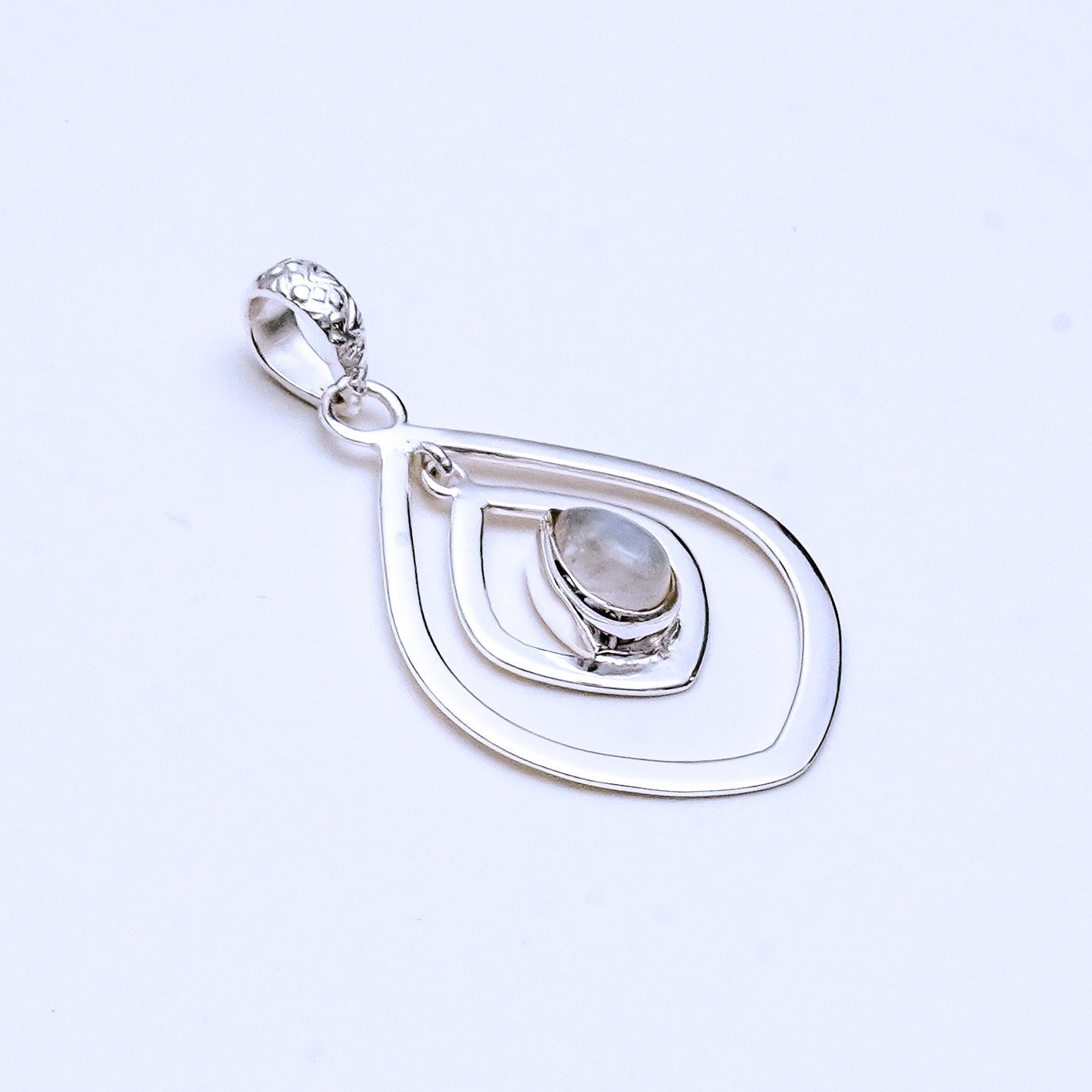 Pendants With Rainbow Moonstone In 925 Sterling Silver