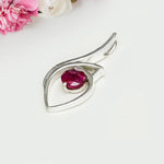 Red Gemstone Heart Pendent in Solid Sterling Silver