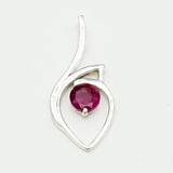 Red Gemstone Heart Pendent in Solid Sterling Silver