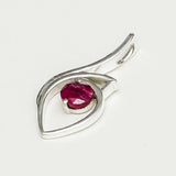 Red Gemstone Heart Pendent in Solid Sterling Silver