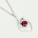 Red Gemstone Heart Pendent in Solid Sterling Silver