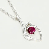 Red Gemstone Heart Pendent in Solid Sterling Silver