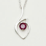 Red Gemstone Heart Pendent in Solid Sterling Silver