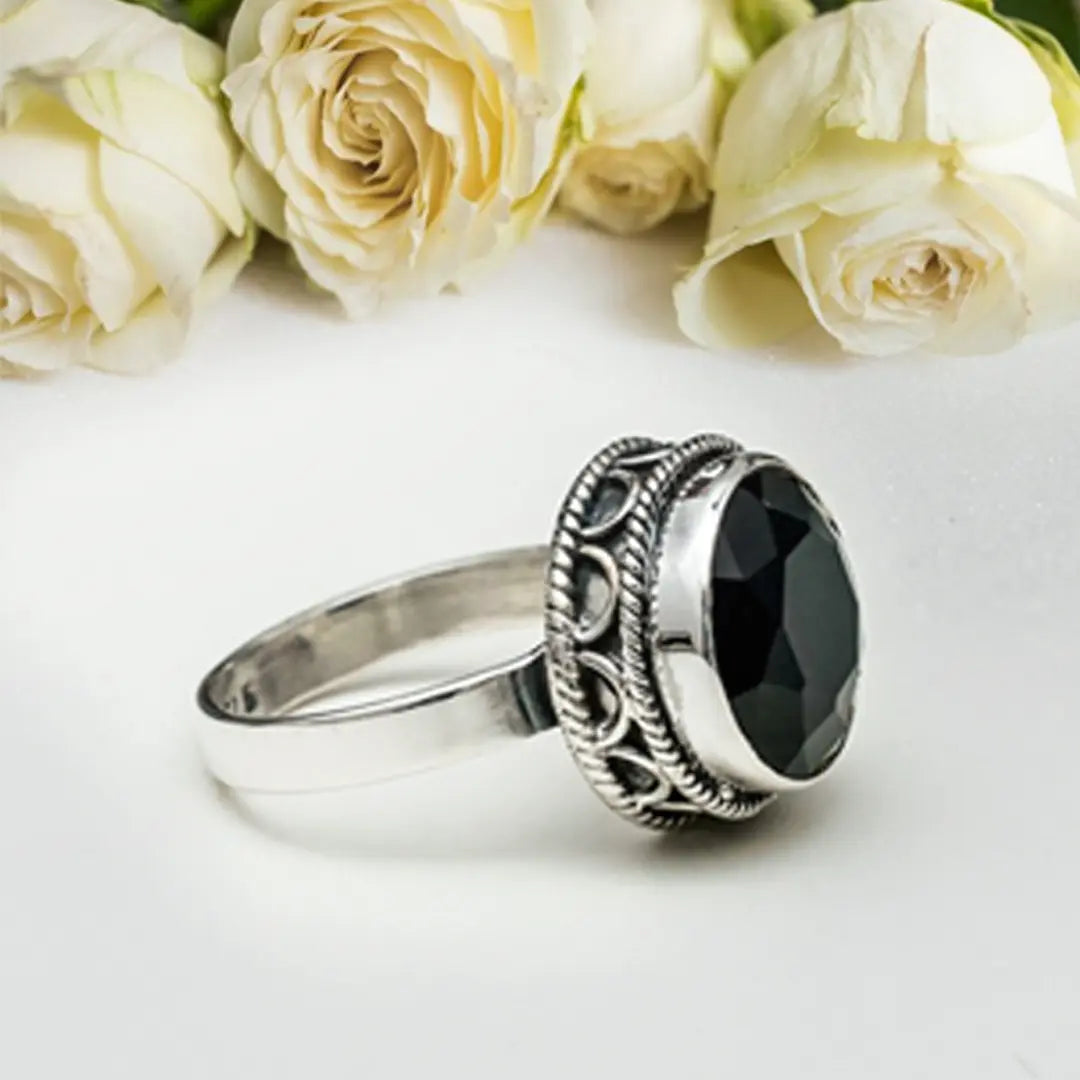 Black Onyx 925 Sterling Silver Ring - Mohnaa Jewels