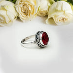 Red Velvet Round Sterling Silver Ring - Mohnaa Jewels