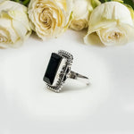 Sterling Silver Ring With Black Stone - Mohnaa Jewels